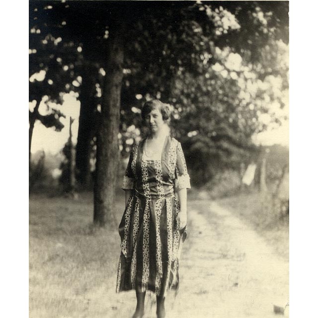 Woman in Striped Dress