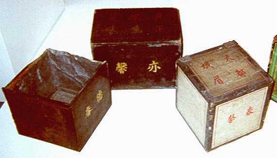 Three tea crates.