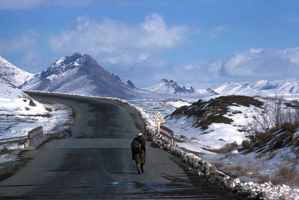 The U.S. and U.S.S.R collaborated to construct the The Kabul Qandahar highway that fell into near total disrepair during the decade after this photo was taken in 1978