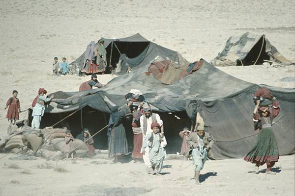 Kuchis, Lohanis and Pawindahs are the communities most associated with transportation of commodities to, between and beyond Kabul, Qandahar and Peshawar during the nineteenth century. See the Introduction for attention to cultural and historical distinctions between these communities that perform vital commercial services for the region. The group in question here has halted in the Helmand province that is in Qandahar's commercial orbit.