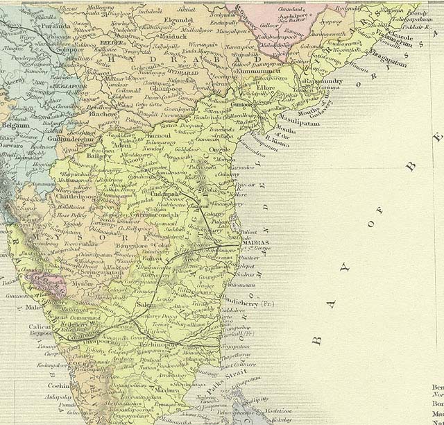 Southeast India: 1890 Map
