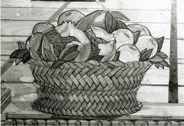 Basket with fruit, Urbino studiolo.