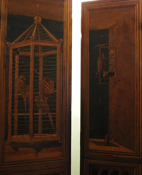 Papagalli and mechanical clock, Urbino studiolo.