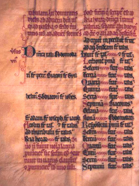 Page. Late thirteenth to early fourteenth century collection from Unterlinden. Ms. 302, f. 17v, Bibliotheque de la Ville, Colmar, France.