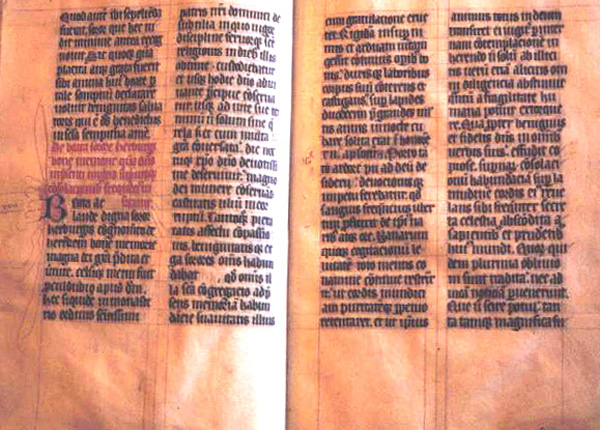 Sister-Book of Unterlinden. Fifteenth-century copy of the Vitae Sororum. Ms. 508, f. 38 v and 39r, Bibliotheque de la Ville, Colmar, France.