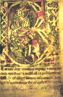 Initial B opening psalm 1, Beatus vir, with King David. Female Dominican Psalter after 1234. St. Peter perg 11a, f. 1r, Badische Landesbibliothek, Karlsruhe, Germany.