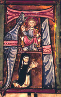 Christ and a praying Dominican nun.