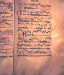 Antiphons. Fourteenth-century antiphonal-gradual from Unterlinden. Ms 303, f 121r, Bibliotheque de la Ville, Colmar, France.