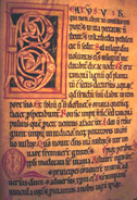 Initial B opening psalm 1, Beatus vir. Thirteenth century Psalter-hymnal from Unterlinden. Ms. 404, f. 47r, Bibliotheque de la Ville, Colmar, France.