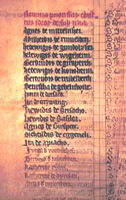 Obituary list for Unterlinden prioresses. Fifteenth-century Obituary. Ms. 576, f. 8v, Bibliotheque de la Ville, Colmar, France.