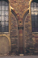 Detail of exterior wall of the nave of the Unterlinden church.