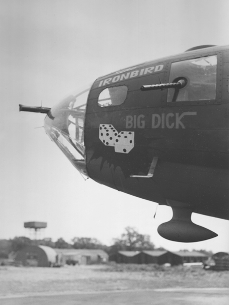 The name Big Dick was both a boast and a reference to a roll of the dice in the game of craps. "Big iron bird" was a slang term for the B-17 bomber.