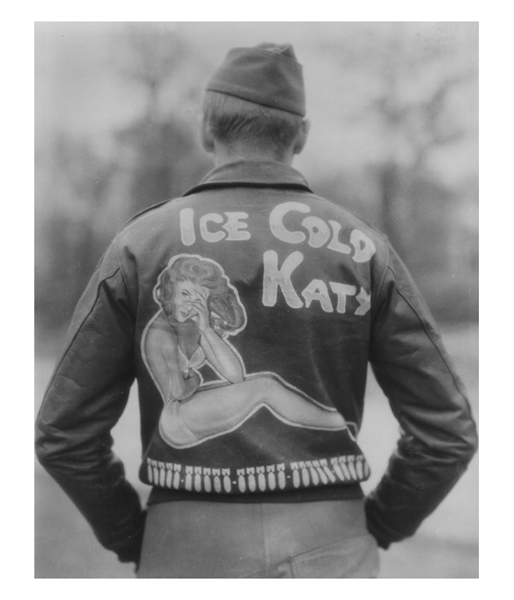 The owner of this jacket was a member of Ice Cold Katy's flight crew and a veteran of twenty-five combat missions.